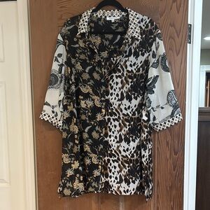 Floral and Animal Print Button-Up Shirt